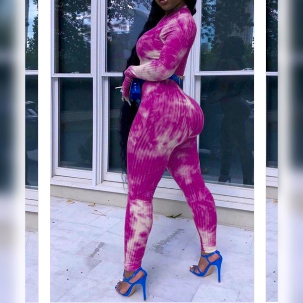 Baddie Fuchsia Tie Dye Two-Piece Set